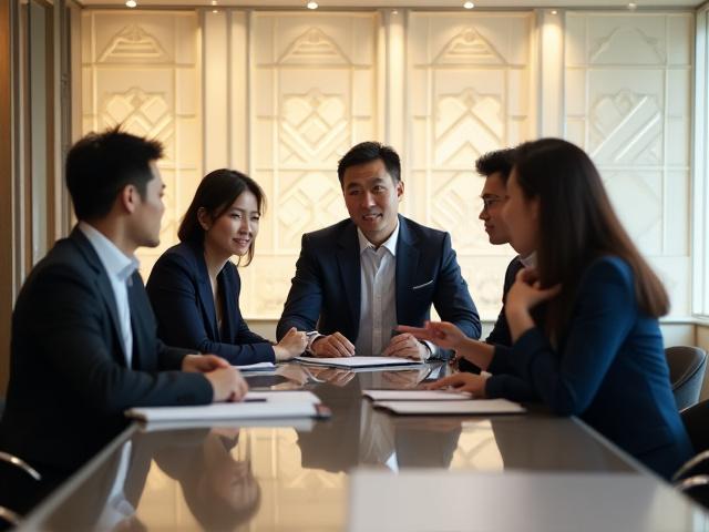 Suzu Fleetのプロフェッショナルチームが銀座のモダンなオフィスで協力している様子